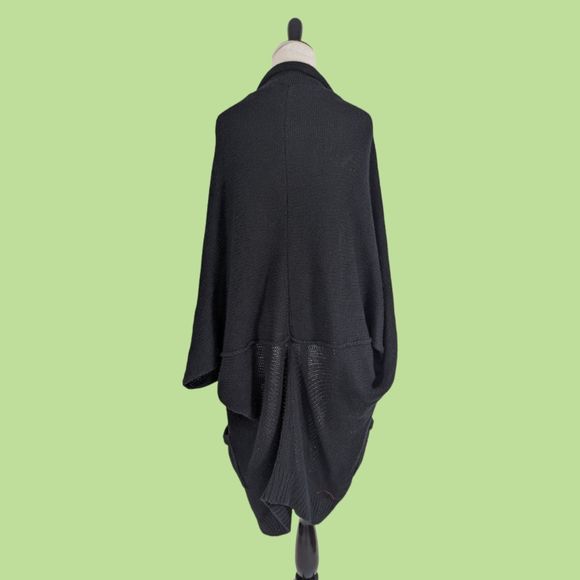 Calypso St. Barth Cashmere Open Front Cardigan Black One Size Oversized - Picture 2 of 5